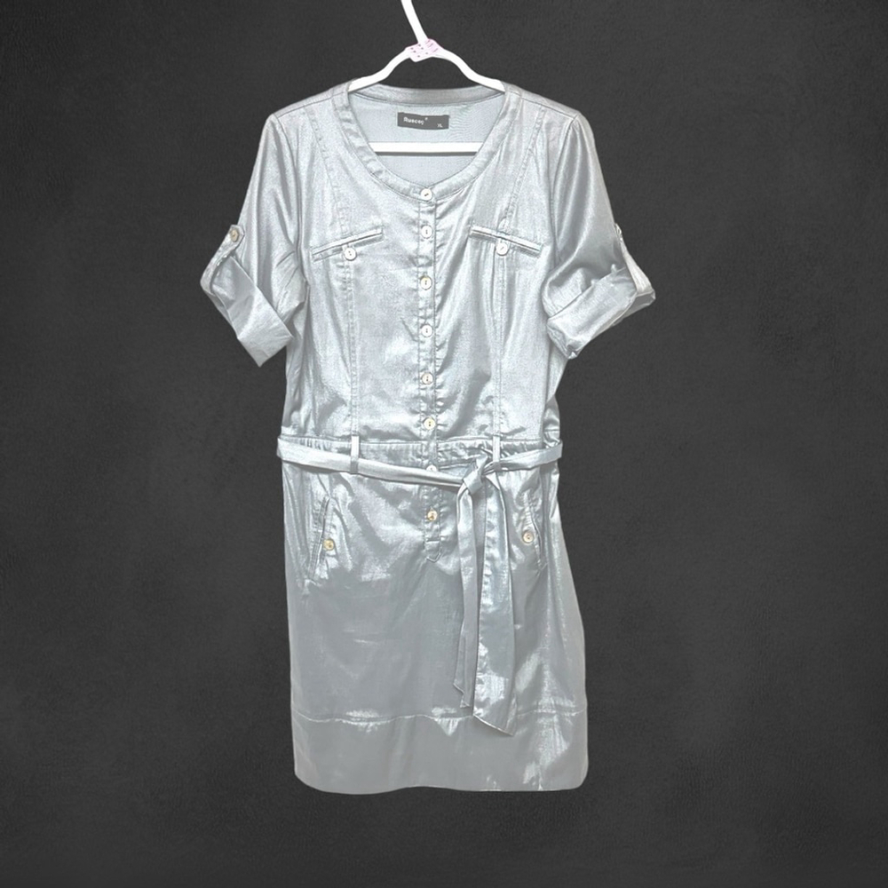 💥$10💥Ruscoe Metallic Silver Dress #112 - Picture 16 of 16